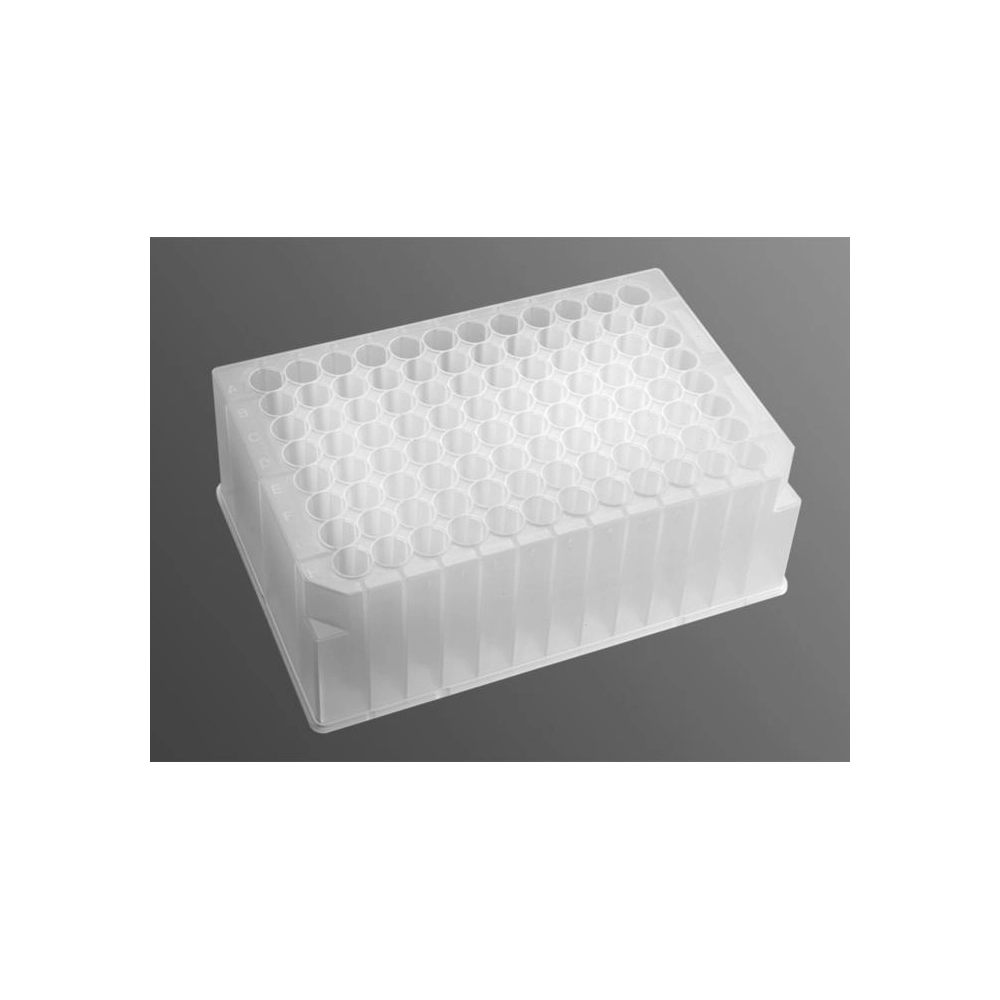 Axygen 96 Well Clear Round Bottom 2mL Polypropylene Deep Well Plate, 5 per Pack, Nonsterile