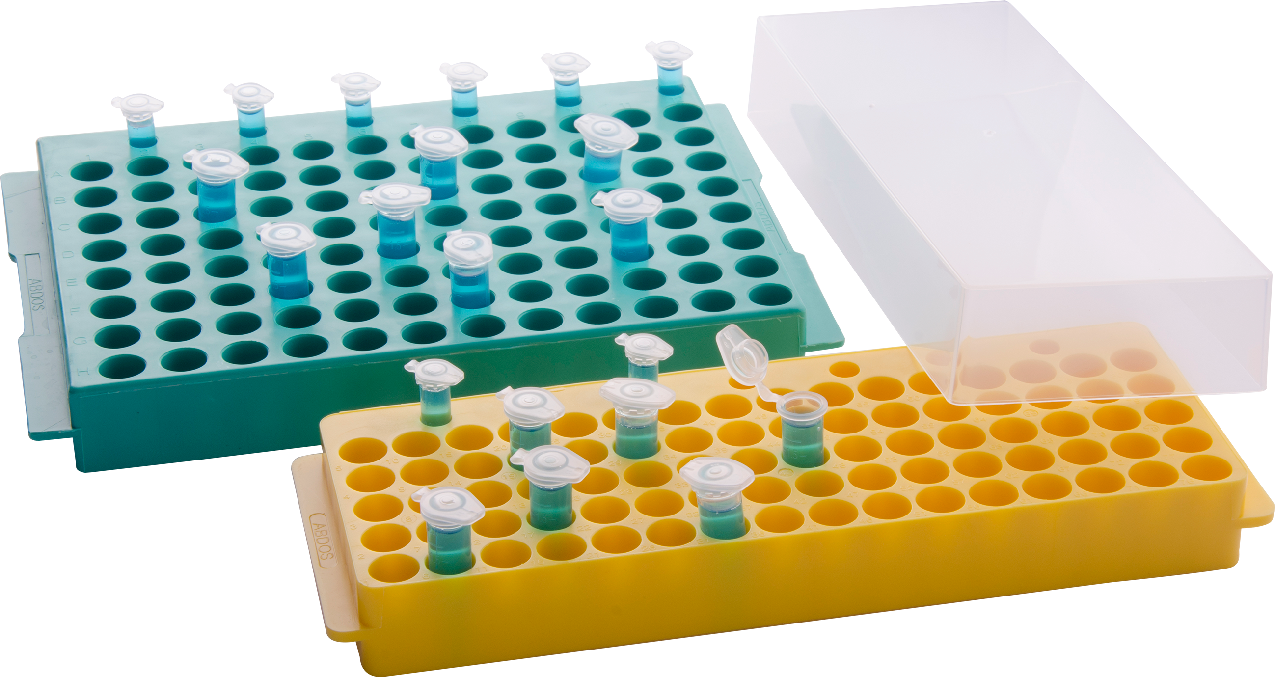 Abdos Reversible Rack with Cover (1.5 & 2 mL, / 0.5 mL) Green with 96 Places, 6/CS