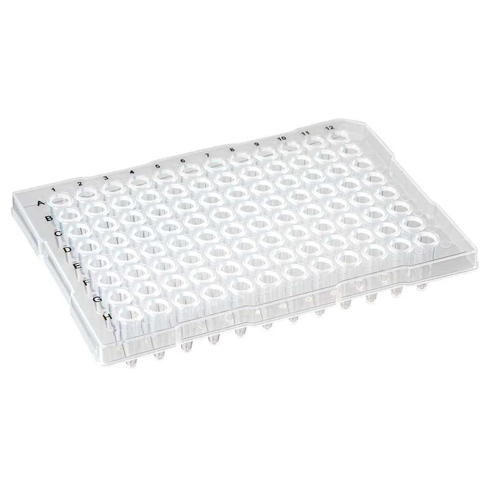 FL02 0.2mL 96-Well PCR Plate, Half Skirt (ABI-style), Flat top, Clear - CS-100
