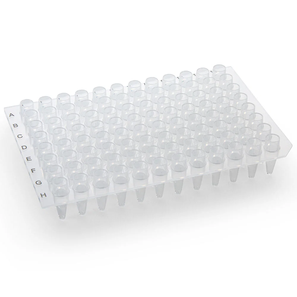 02 0.2mL 96-Well PCR Plate, No Skirt, Flat Top, Clear - CS-100