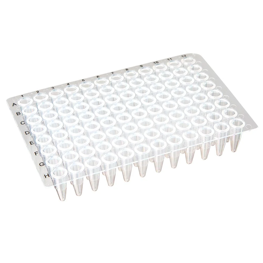 02 0.2mL 96-Well PCR Plate, No Skirt, Flat Top, Clear, CS/100