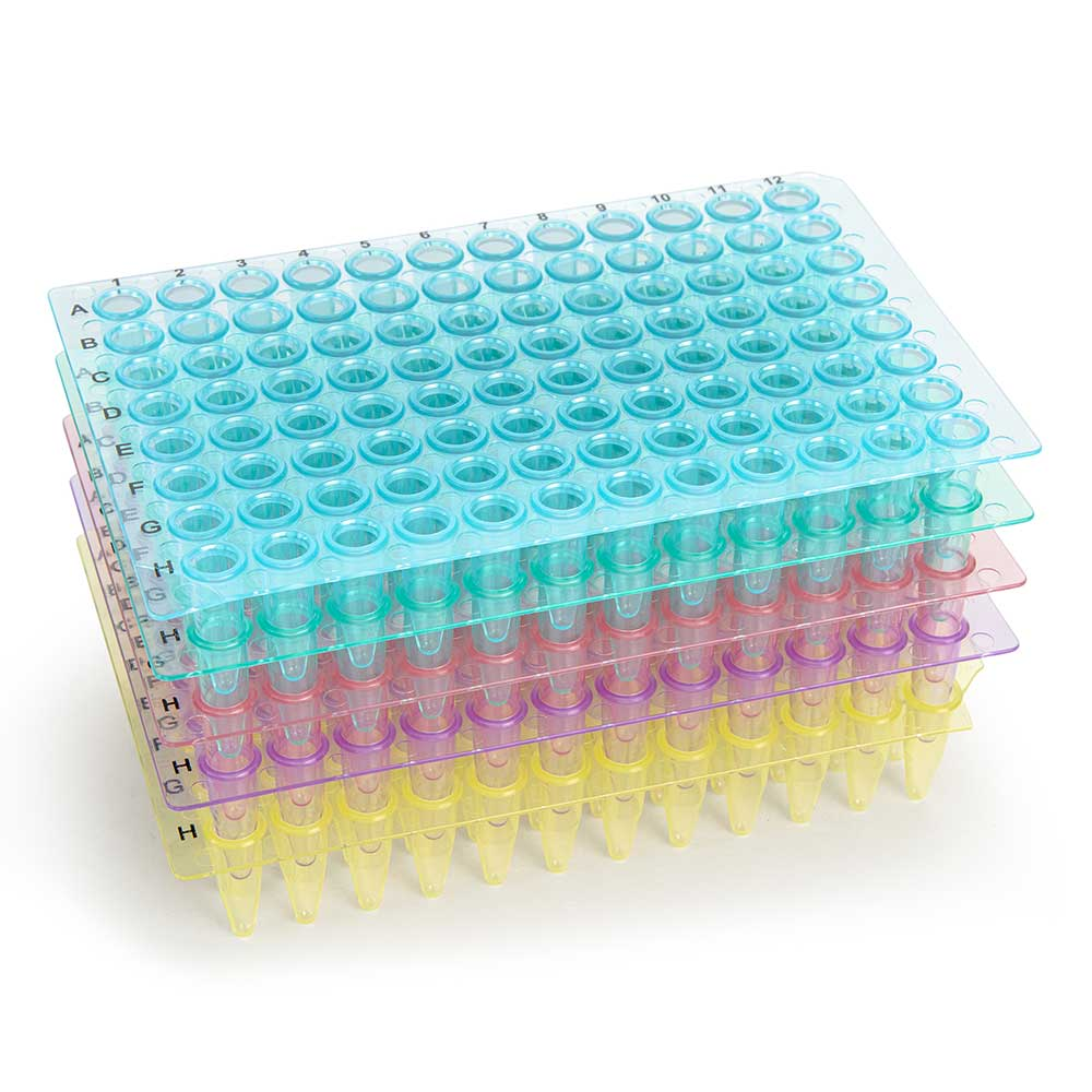 02 0.2mL 96-Well PCR Plate, No Skirt, Flat Top, Clear - CS/100