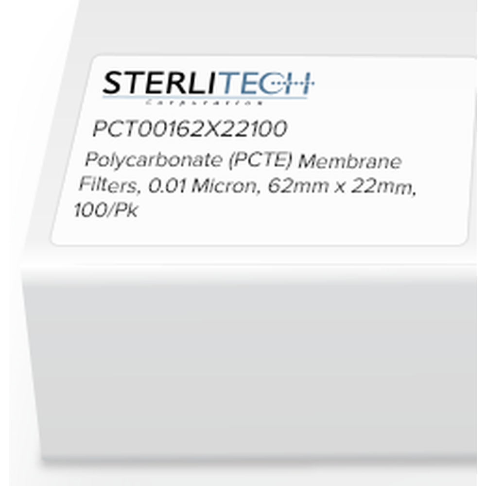 Polycarbonate (PCTE) Membrane Filters, 0.01 Micron, 62 x 22mm, 100/Pk