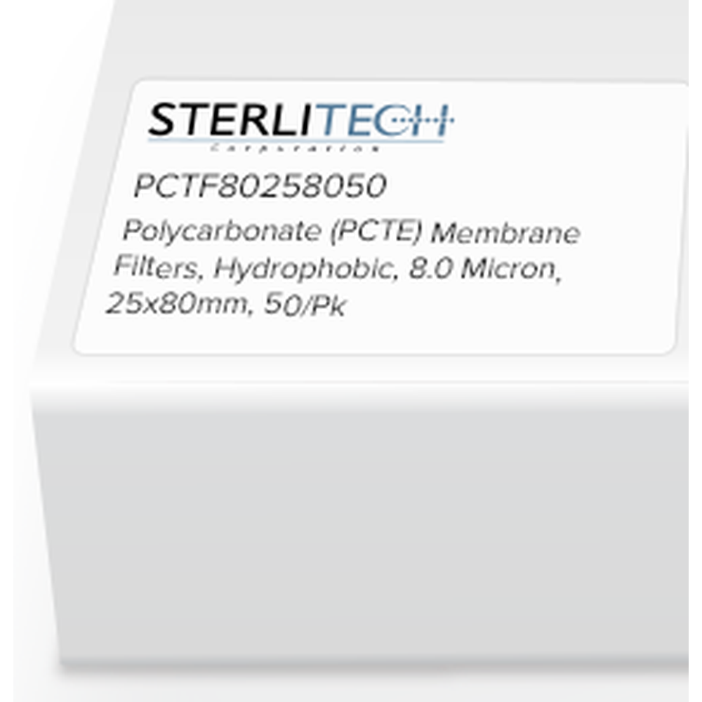 Polycarbonate (PCTE) Membrane Filters, PVP-Free, 8.0 Micron, 25 x 80mm, 50/Pk