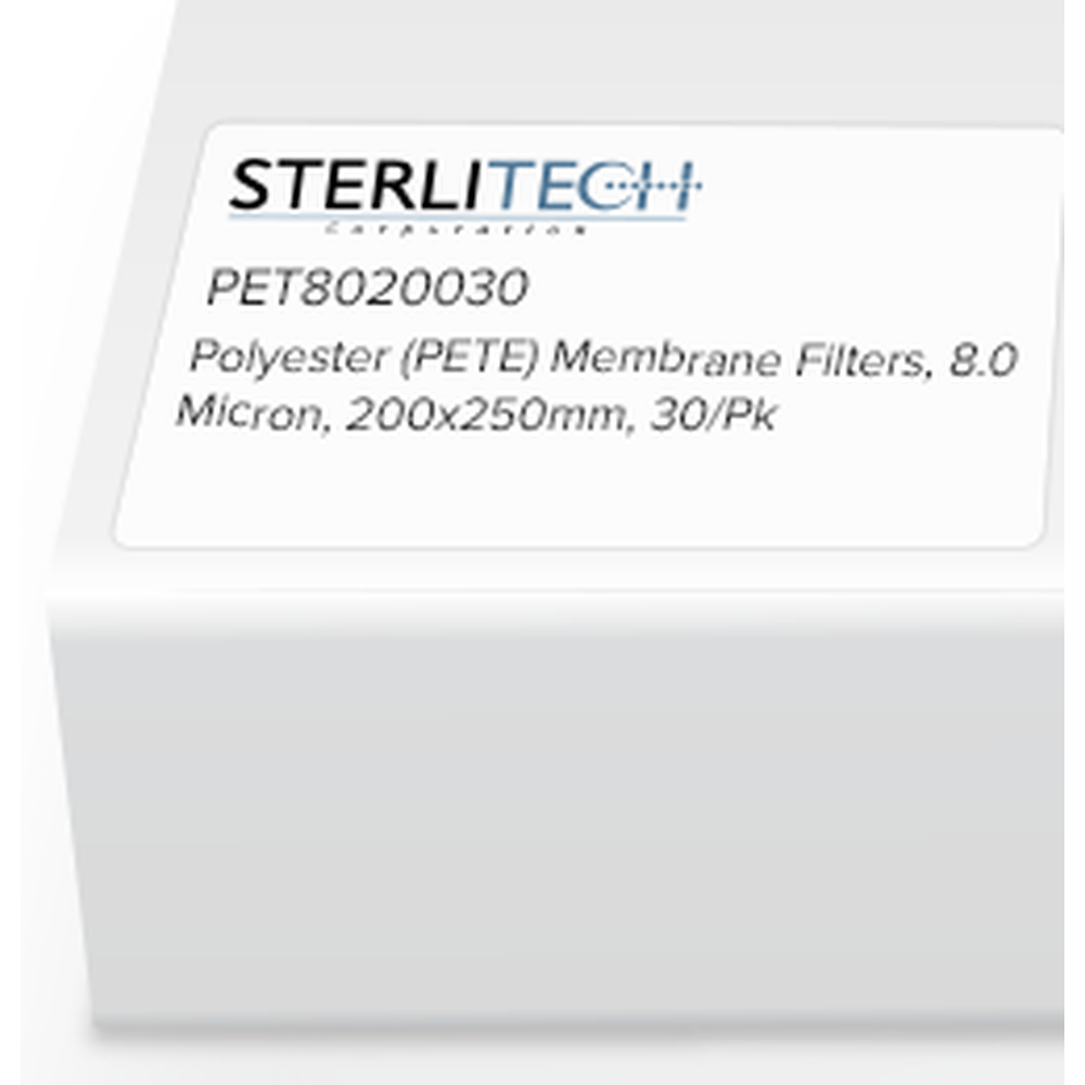 Polyester (PETE) Membrane Filters, 8.0 Micron, 200 x 250mm, 30/Pk