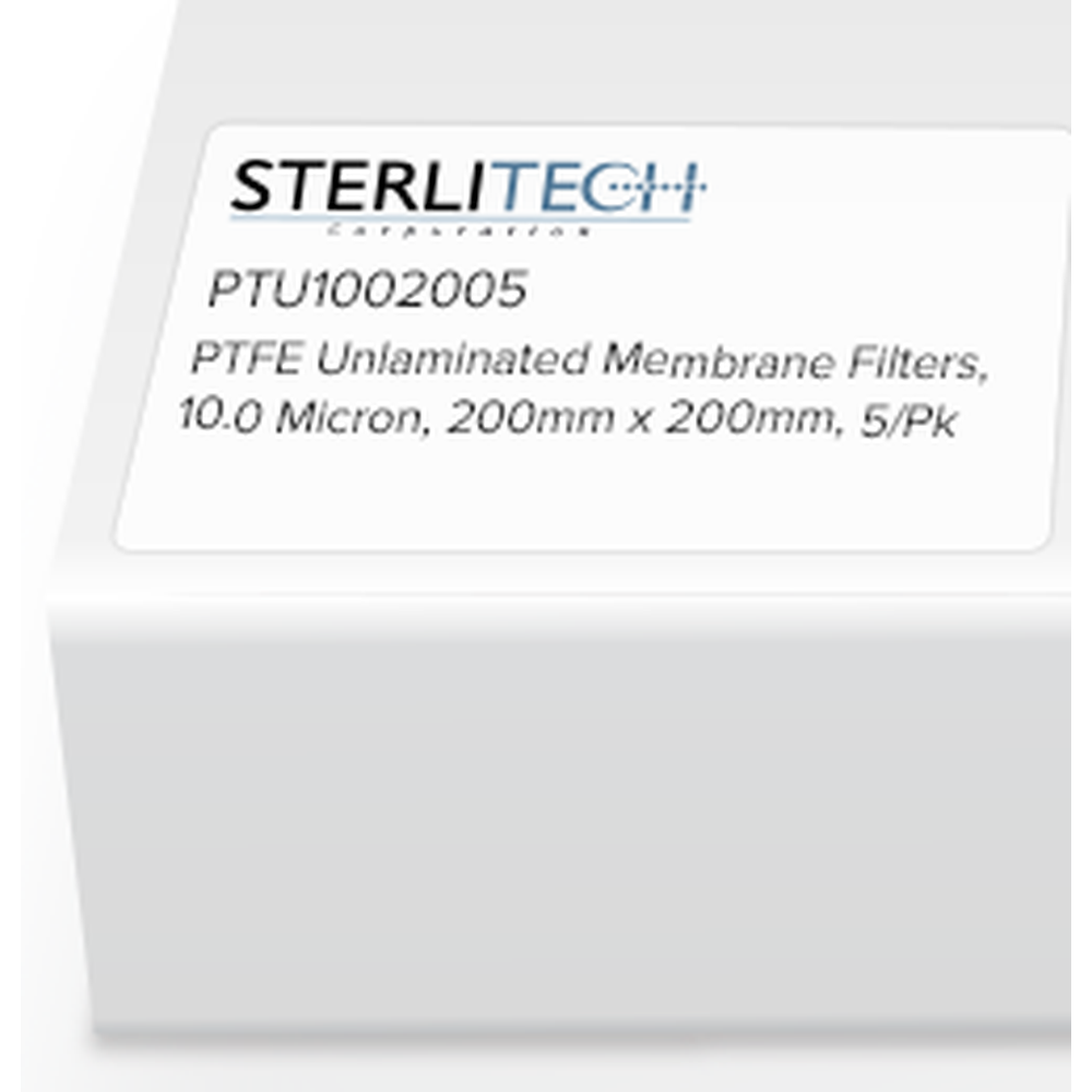 PTFE Unlaminated Membrane Filters, 10.0 Micron, 200 x 200mm, 5/Pk