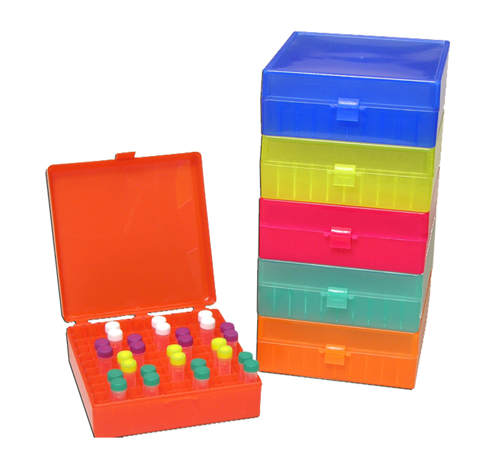 Storage Box,Storage Box hinged lid 100x1.5ml Rainbow, 5/PK