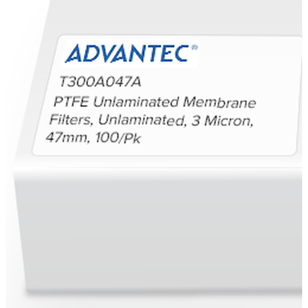PTFE Membrane Filters, Unlaminated, 3 Micron, 47mm, 100/Pk