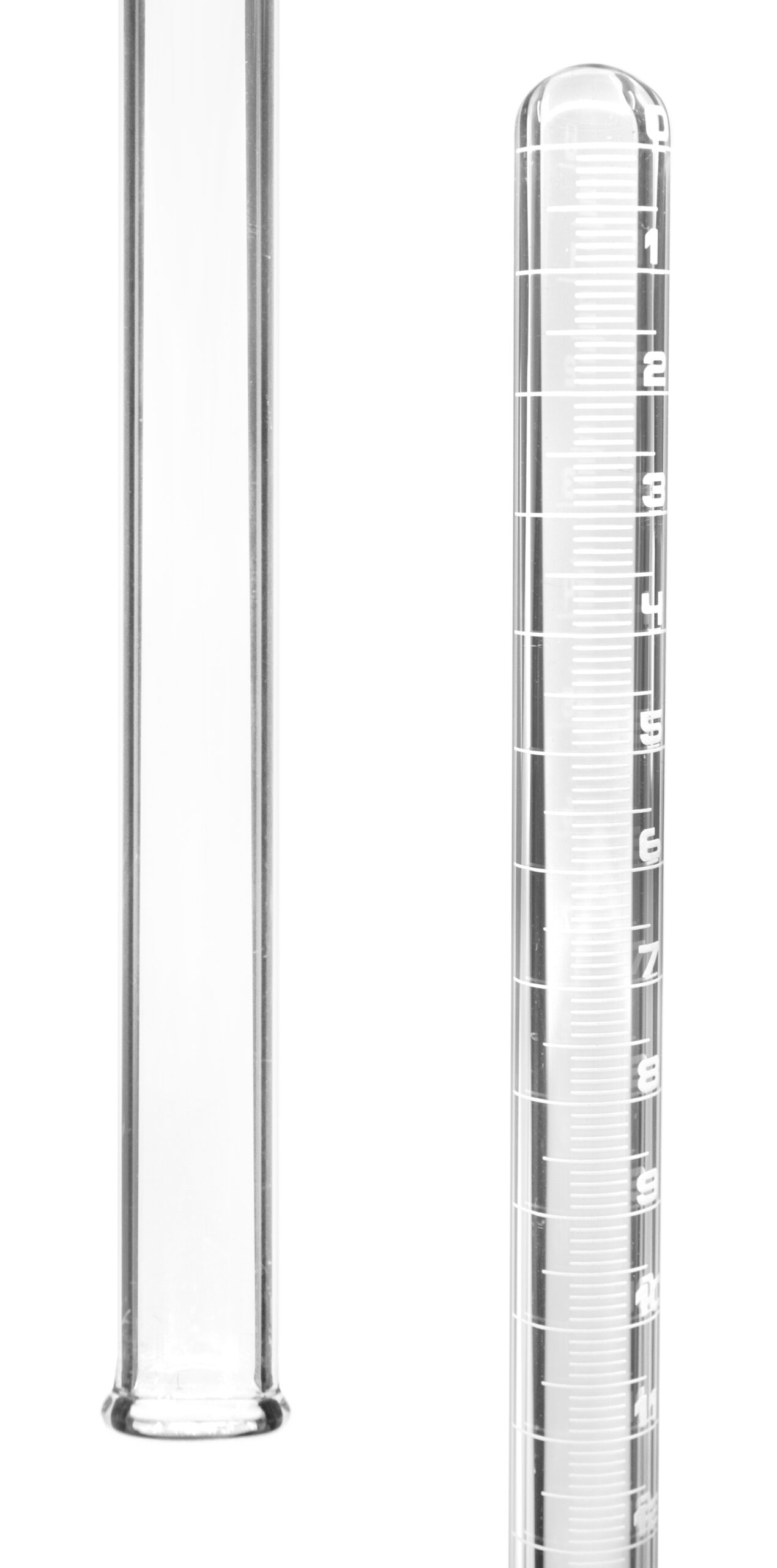 Gas Tube, 100ml - White Graduations - Sealed End - For Measurement of Gasses - Borosilicate Glass