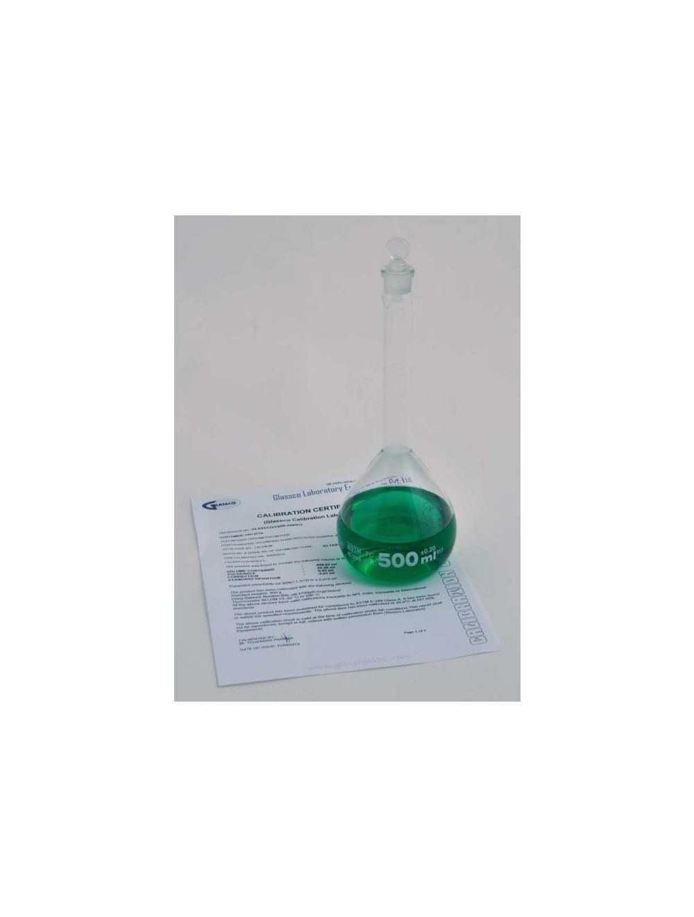 VOLUMETRIC FLASK, CLASS A, GLASS STOPPER, INDIV. CERT, 200ML
