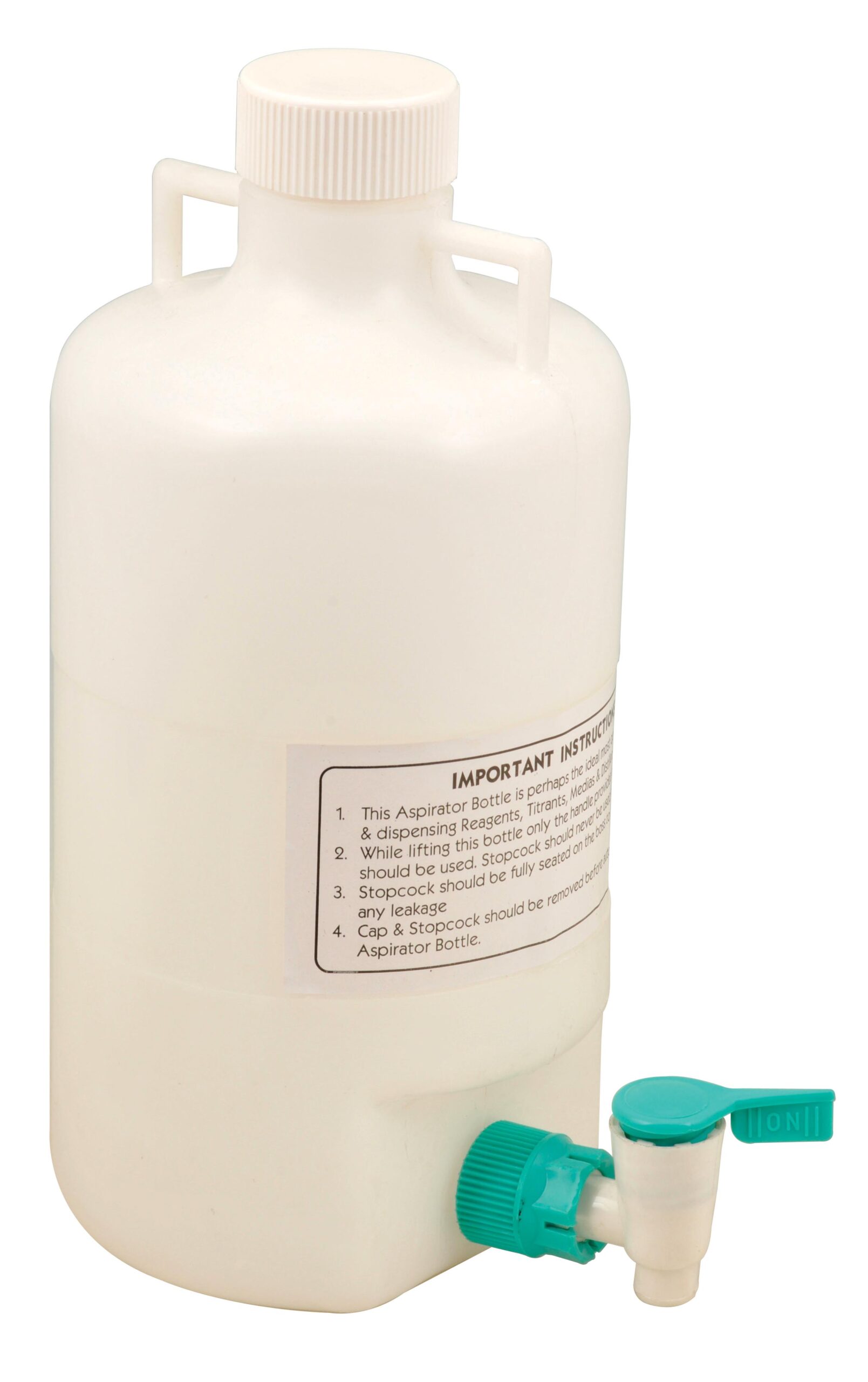 10 Liter Polypropylene Aspirator Bottle with Leak Proof Spigot