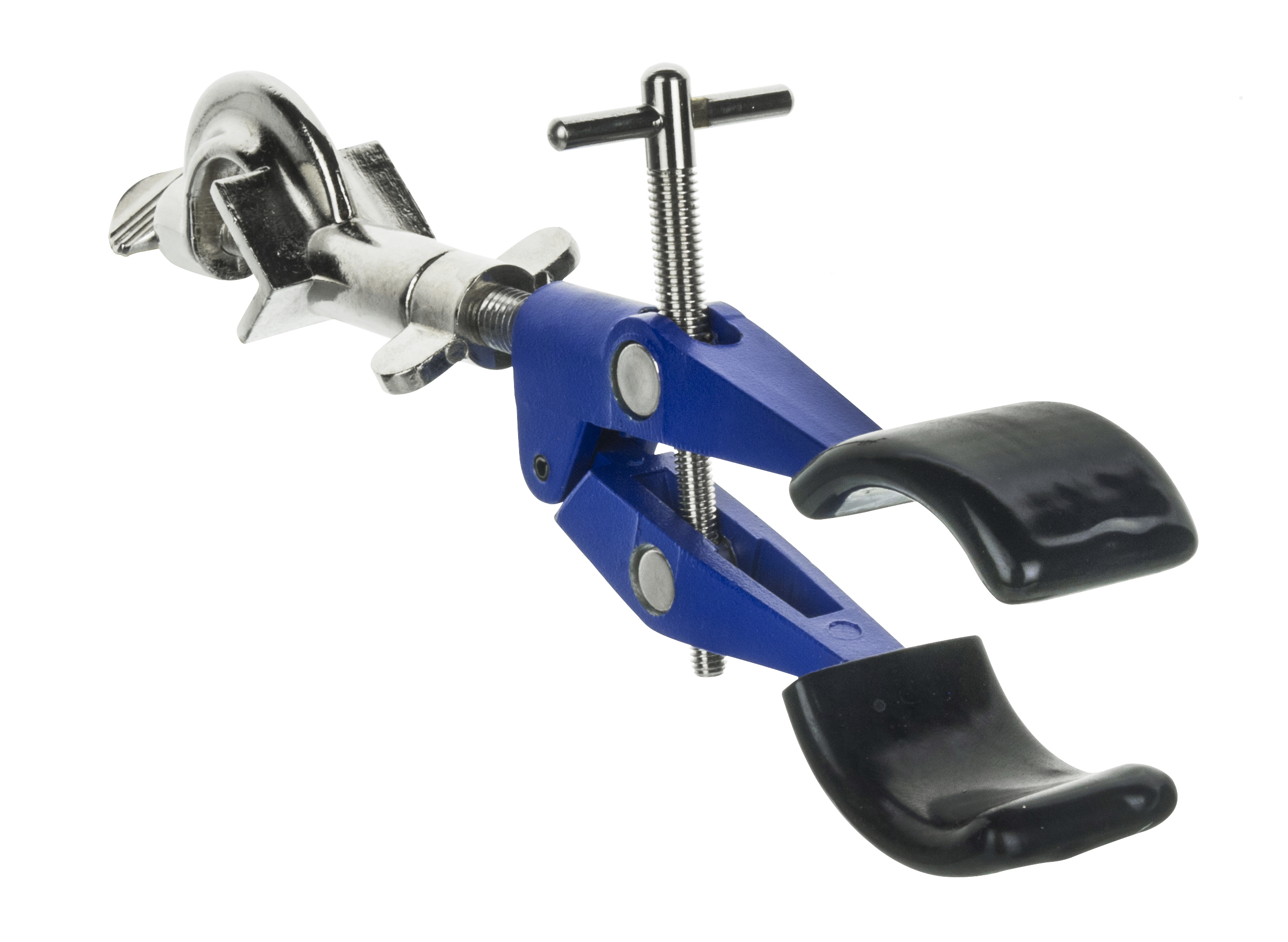 2 Prong, Vinyl Coated, Burette, Flask, Beaker Clamp on Swivel Bosshead - 4.25" Max Opening - Bosshead fits up to 18mm Rods - Zinc Alloy Clamp - Research, Industrial Laboratory Grade
