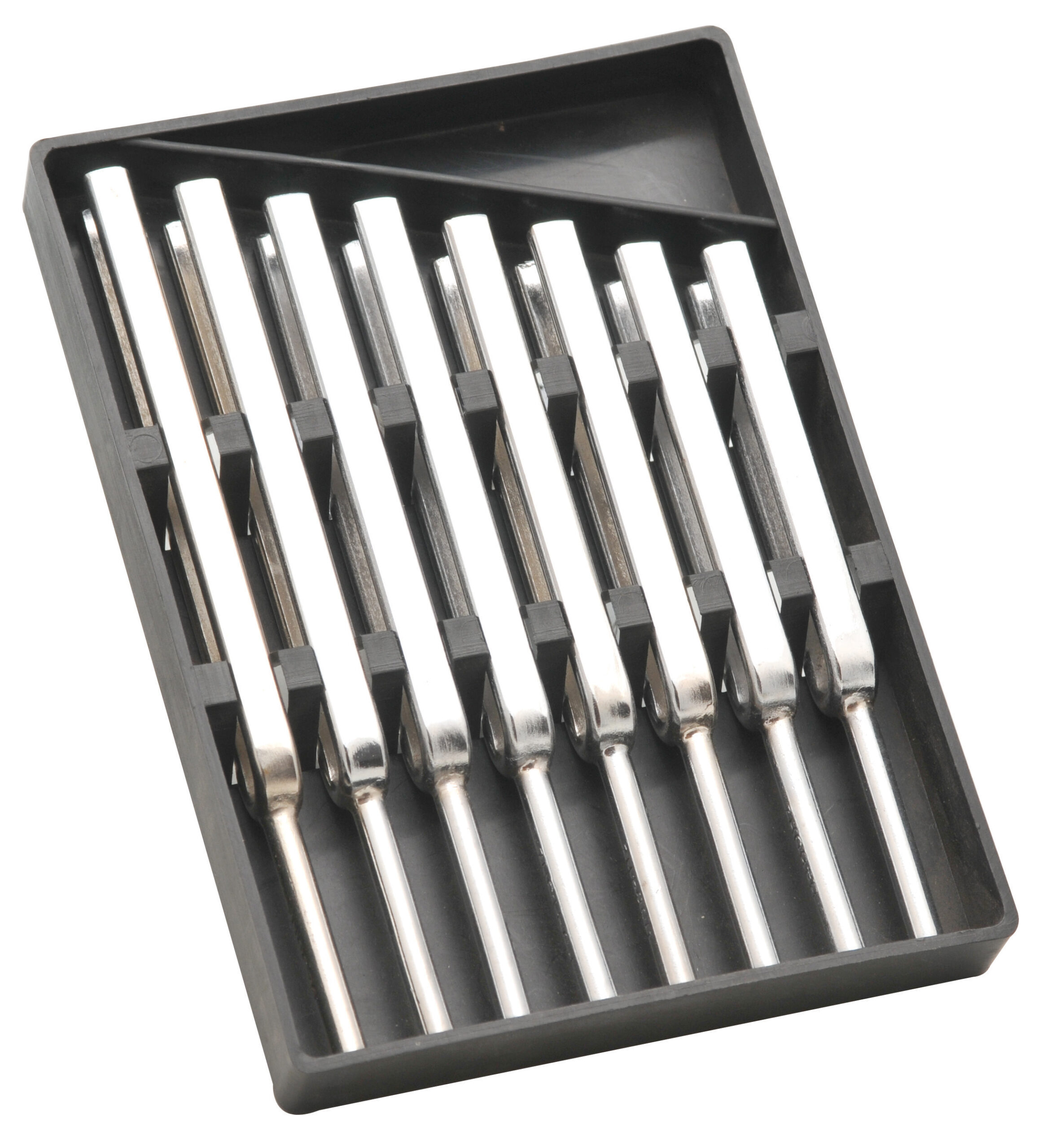 Scientific Steel Tuning Forks, Set of 8 (Scientific Pitch, C4 = 256Hz) Supplied in Plastic Case 6.5" x 4.5"