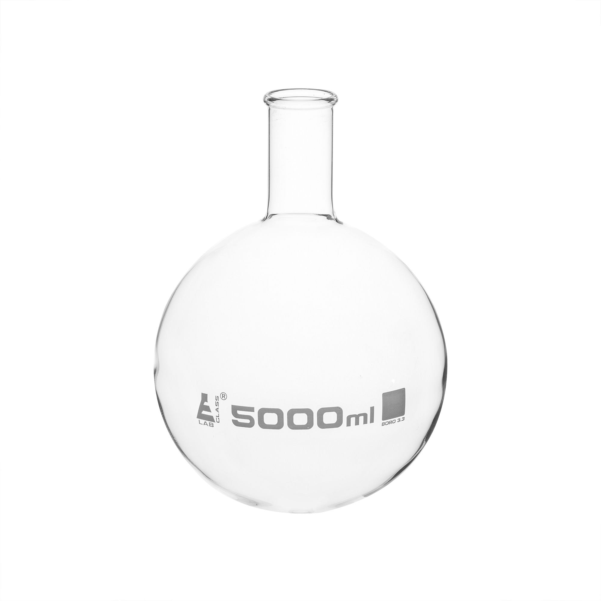 Florence Boiling Flask, 5000ml - Round Bottom, Narrow Neck, Beaded Rim - Borosilicate Glass
