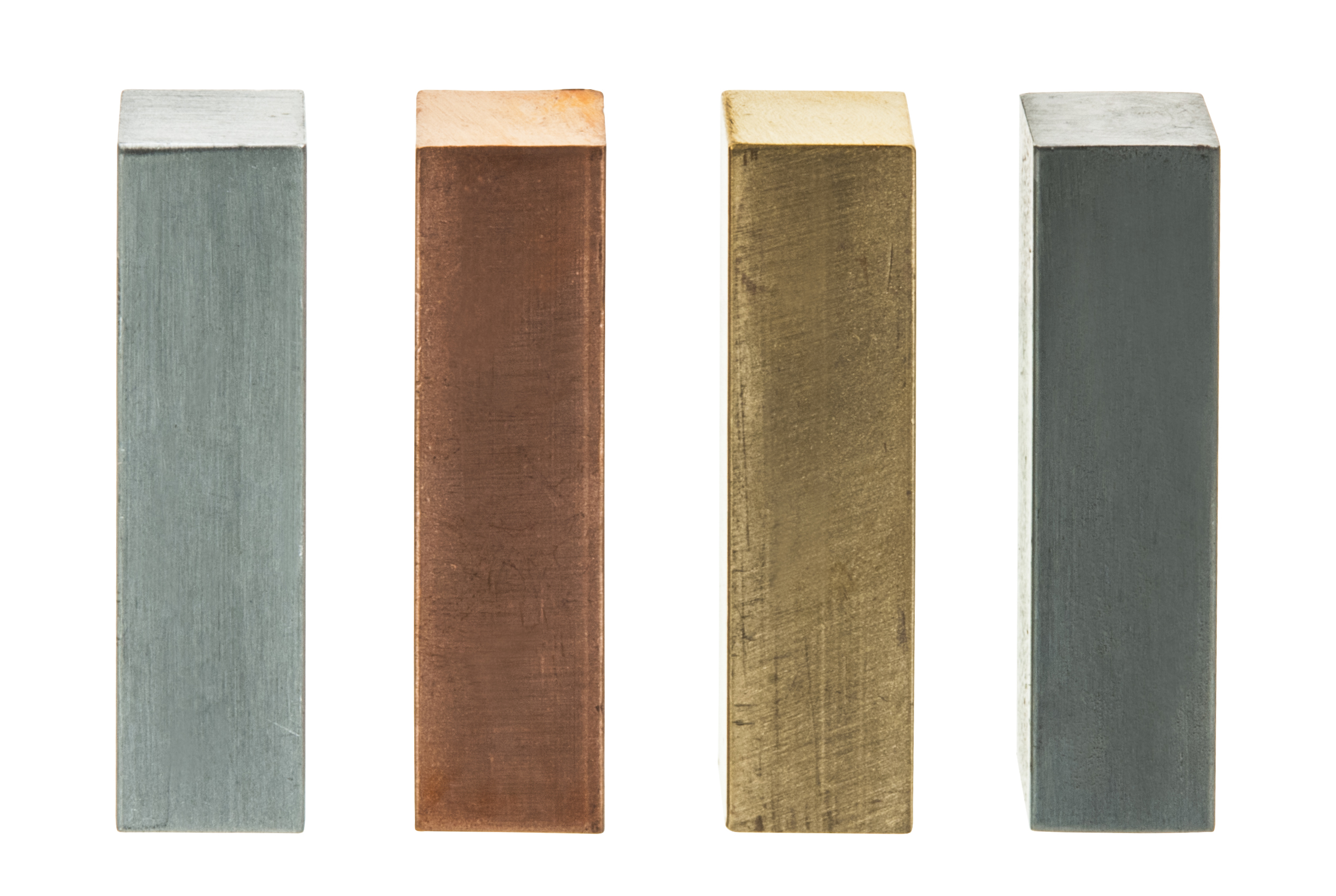 4pc Metal Block Set - Brass, Aluminum, Steel & Copper - 2" x 0.5" - For Density Investigation, Specific Gravity & Specific Heat Experiments