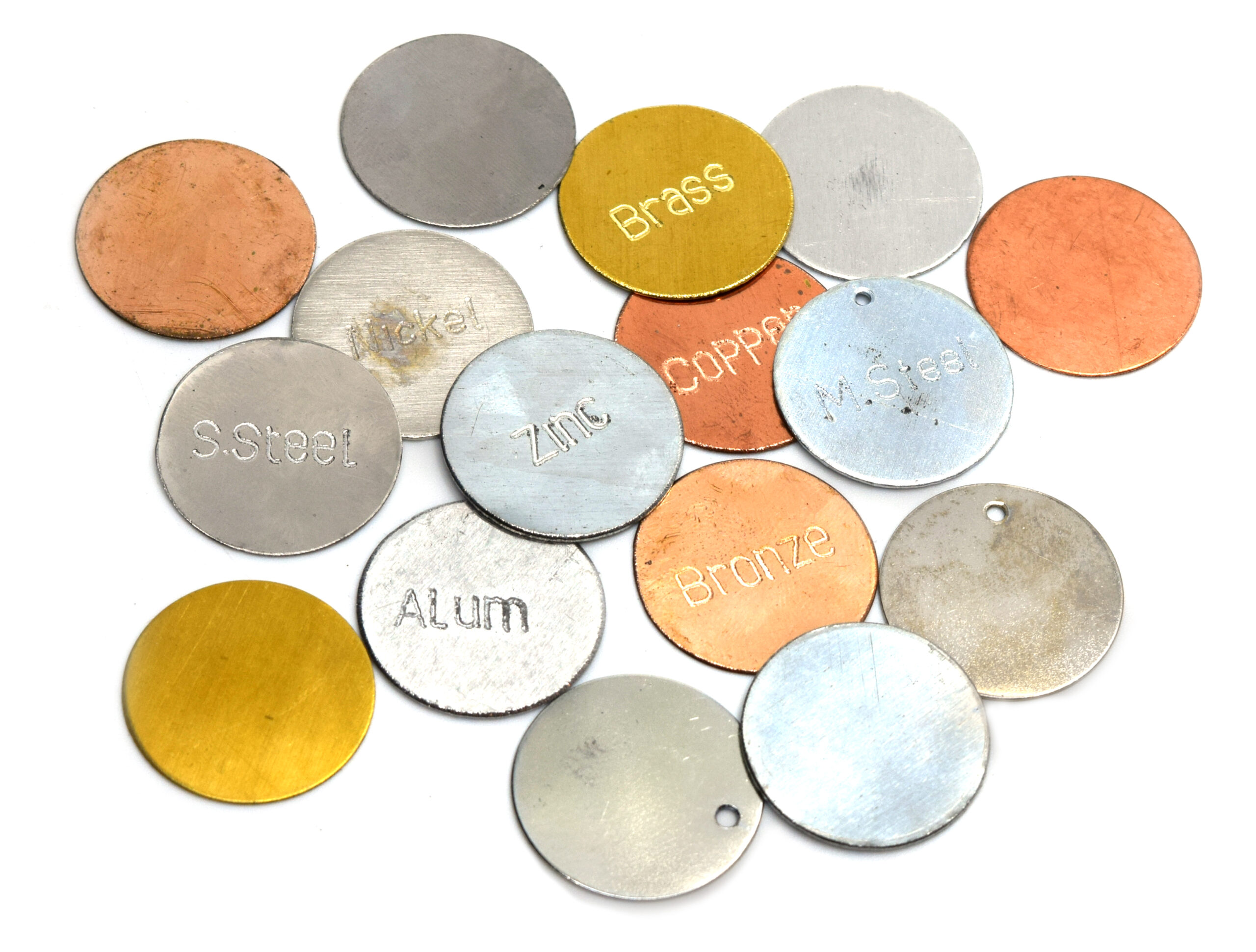 Set of Metal Discs (Set of 16), Metal Identification Kit, Magnetic and Non-Magnetic, Educational