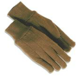 Brown Jersey Gloves - Red Fleece Lined, Tagged, 12/Pk